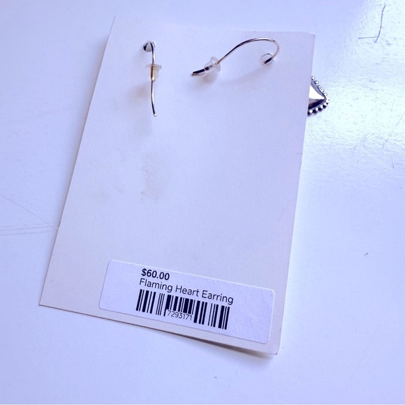 NWT Tara Gasparian Flaming Silver Heart Earrings - Picture 5 of 5